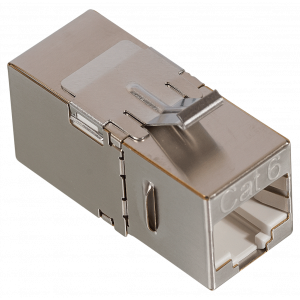 RJ-45 socket coupler, shielded, 90 degrees, category 6, Keystone form-factor